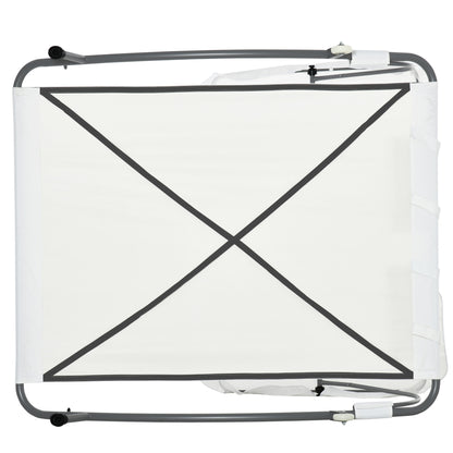 Outsunny Double Hammock Sun Lounger Bed with Canopy Shelter, Wheels & 2 Pillows, White 