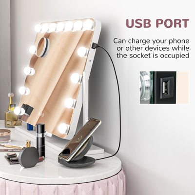 HOMCOM 14 LED bulb Tabletop Makeup Mirror, with Adjustable Settings 