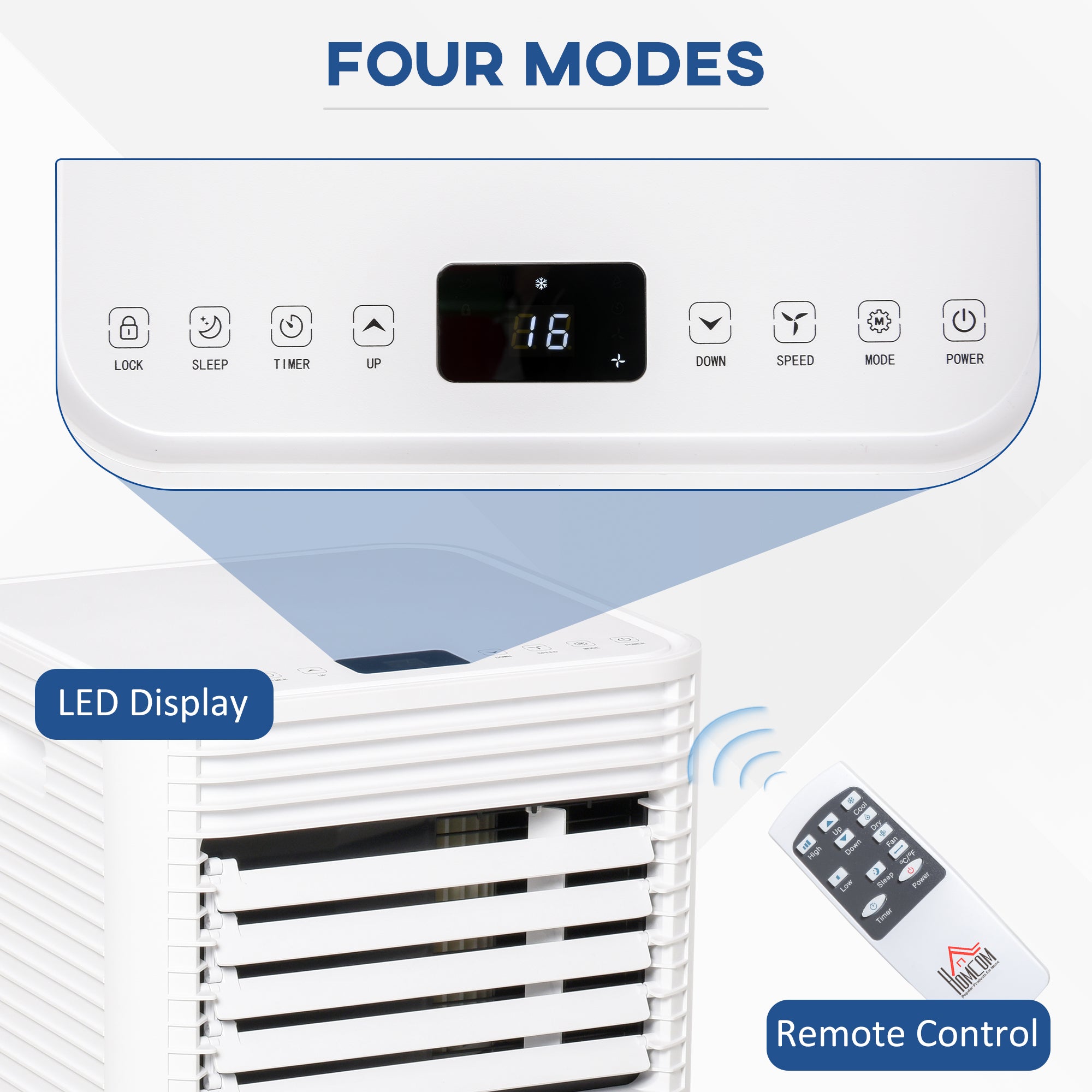 HOMCOM 7000 BTU Portable Air Conditioner for Cooling Dehumidifier Fan, Air Conditioning Unit for Room up to 15m², with Remote, 24H Timer, Window Mount Kit, R290, A Energy Efficiency, 785W 