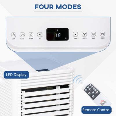 HOMCOM 7000 BTU Portable Air Conditioner for Cooling Dehumidifier Fan, Air Conditioning Unit for Room up to 15m², with Remote, 24H Timer, Window Mount Kit, R290, A Energy Efficiency, 785W 