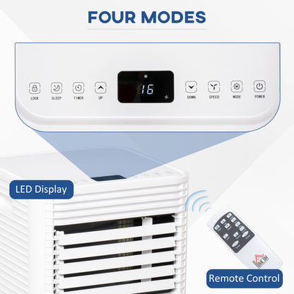 HOMCOM 7000 BTU Portable Air Conditioner for Cooling Dehumidifier Fan, Air Conditioning Unit for Room up to 15m², with Remote, 24H Timer, Window Mount Kit, R290, A Energy Efficiency, 785W 