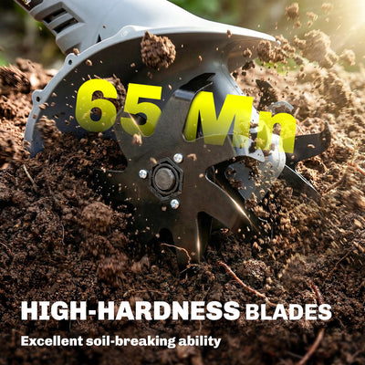 Outsunny Cordless Tiller, 18V Electric Garden Rotavator with 2 x 4000mAh Batteries, Charger, 20cm Tilling Width & 18cm Depth 