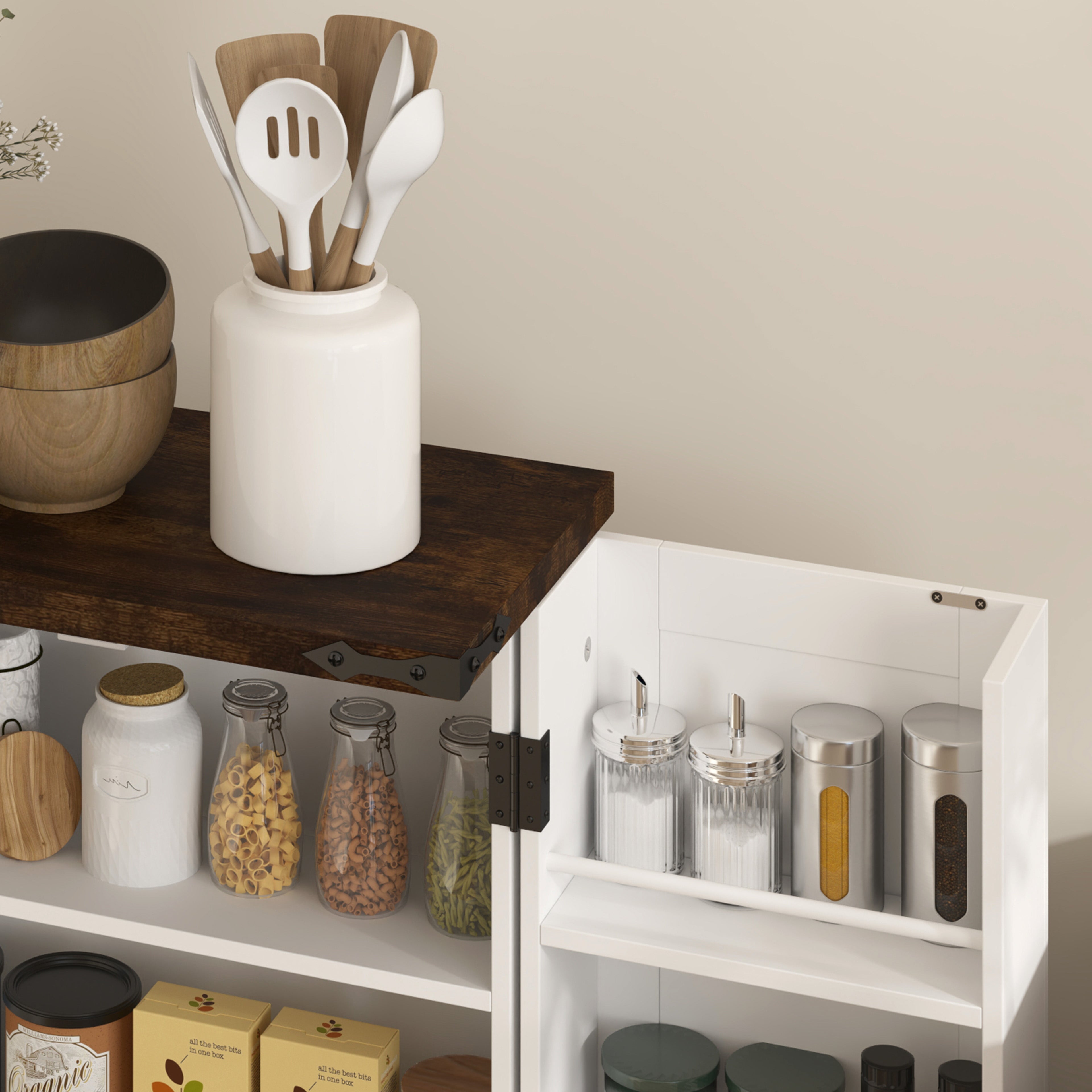 HOMCOM Multi-Storage Farmhouse Style Cabinet - White 