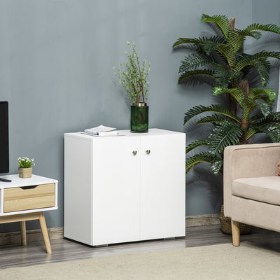 HOMCOM Storage Cabinet w/ Two Shelves Wooden Sideboard Freestanding Kitchen Cupboard Bookcase - White 