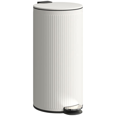 HOMCOM Kitchen Bin, 30 Litre Pedal Rubbish Bin with Removable Bucket, Cream