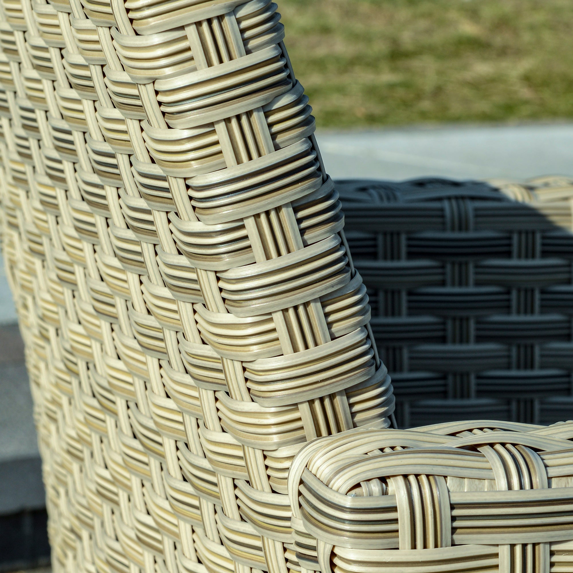 Outsunny 4 Pieces Patio Wicker Sofa Set, Outdoor PE Rattan Sectional Conversation Aluminium Frame Furniture Set w/ Padded Cushion & 2-Tier Tea Table, Brown 