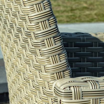 Outsunny 4 Pieces Patio Wicker Sofa Set, Outdoor PE Rattan Sectional Conversation Aluminium Frame Furniture Set w/ Padded Cushion & 2-Tier Tea Table, Brown 