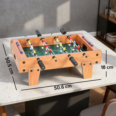 SPORTNOW 20 in Table-top Football Table with Stainless Steel Rods, Compact Foosball Table for Kids and Adults, All-Inclusive Foosball Game Set for Indoor, Nature Wood Finish 