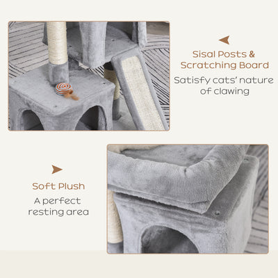 PawHut Cat Tree for Indoor Cats 83cm Cat Scratching Post Scratch Board Kitten Tower Climbing Frame Grey 