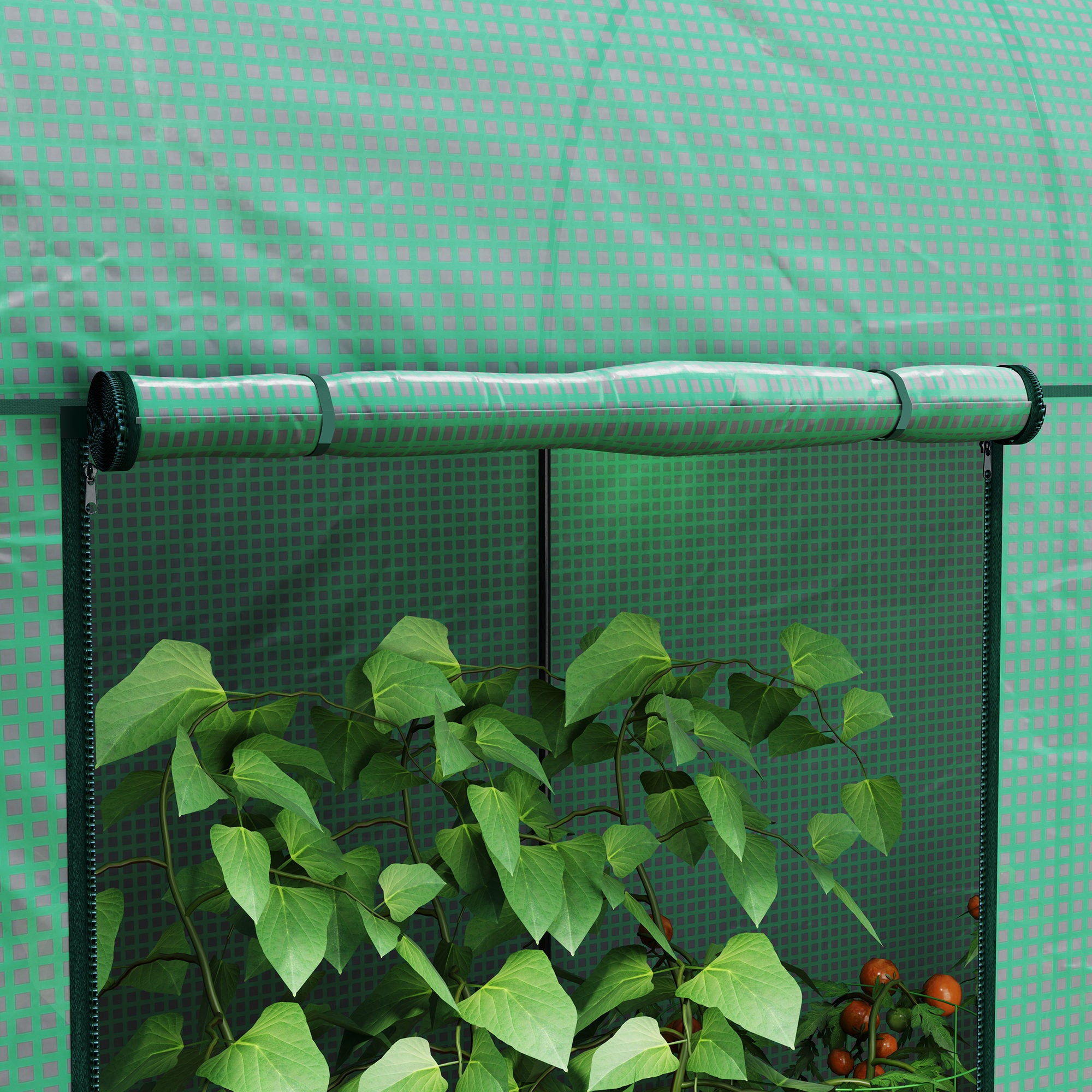 Outsunny 200 x 100cm Walk-In Greenhouse, with Zipped Doors - Green 