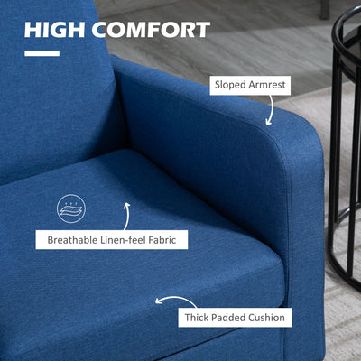 HOMCOM Linen-Look Boxy Armchair - Blue 