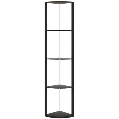 HOMCOM RGB LED Floor Lamp with Shelves, 5-Tier Dimmable Standing Lamp with Adjustable Brightness and Remote Control, Modern Corner Display Shelf Unit for Living Room Bedroom Office, Black 