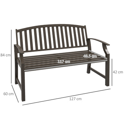 Outsunny Two-Seater Simple Metal Bench - Brown 