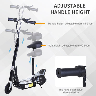 HOMCOM 120W Foldable Powered Scooters with 24V Rechargeable Battery, Adjustable Ride on Toy (Black) 