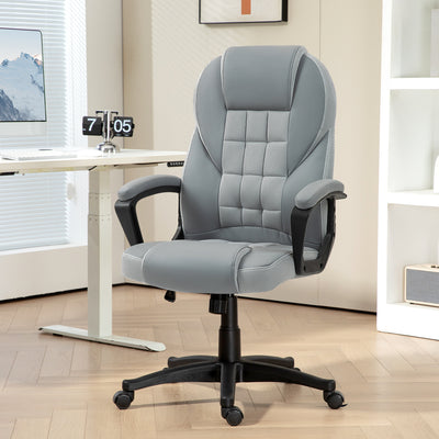 HOMCOM Faux Leather Office Chair - Grey 