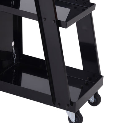 DURHAND Welding Cart Welder Trolley Garage for Gas Bottles w/ Safety Chain, Wheels, Black 