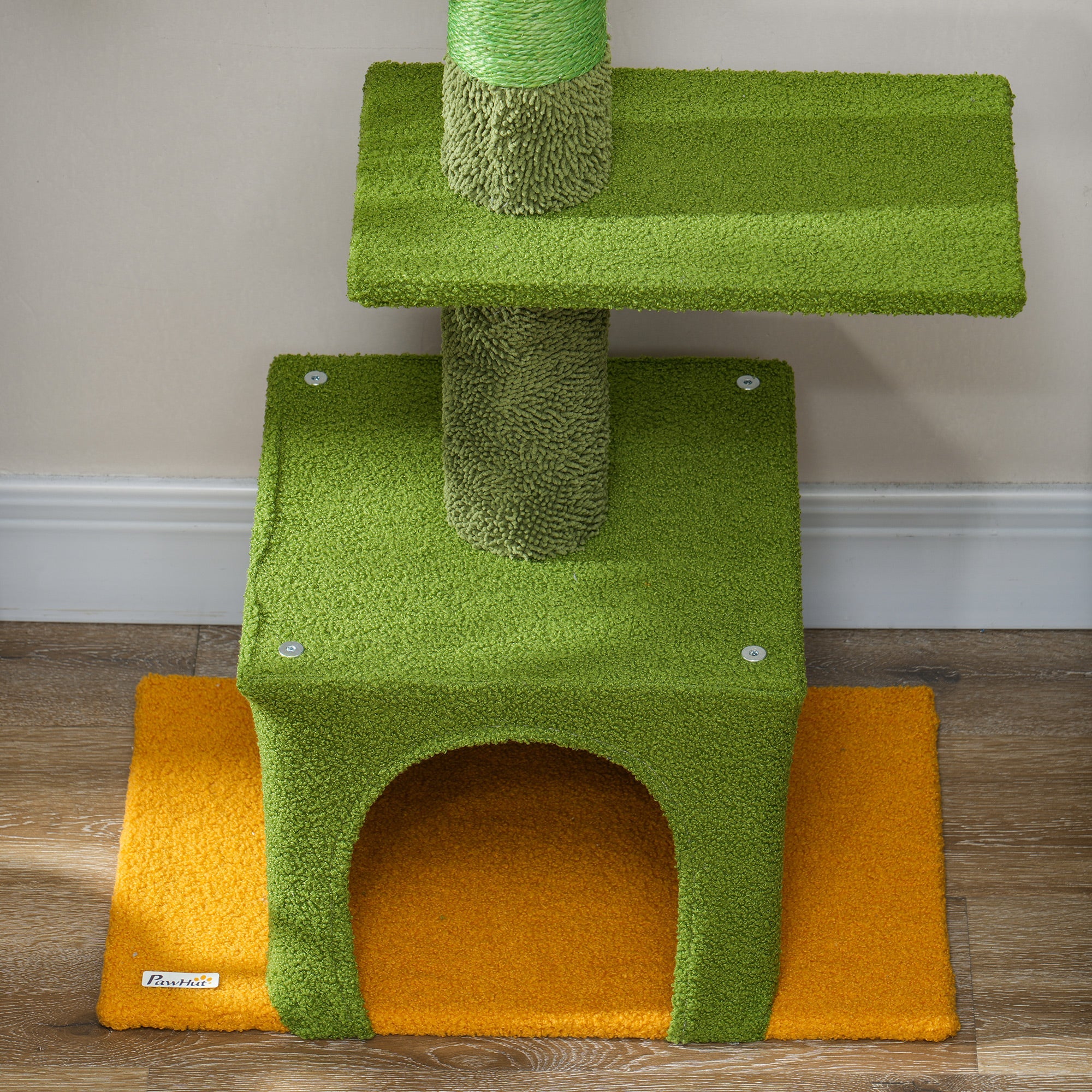 PawHut 230-275cm Floor-to-Ceiling Adjustable Cat Tree with Scratching Posts, Hammock 