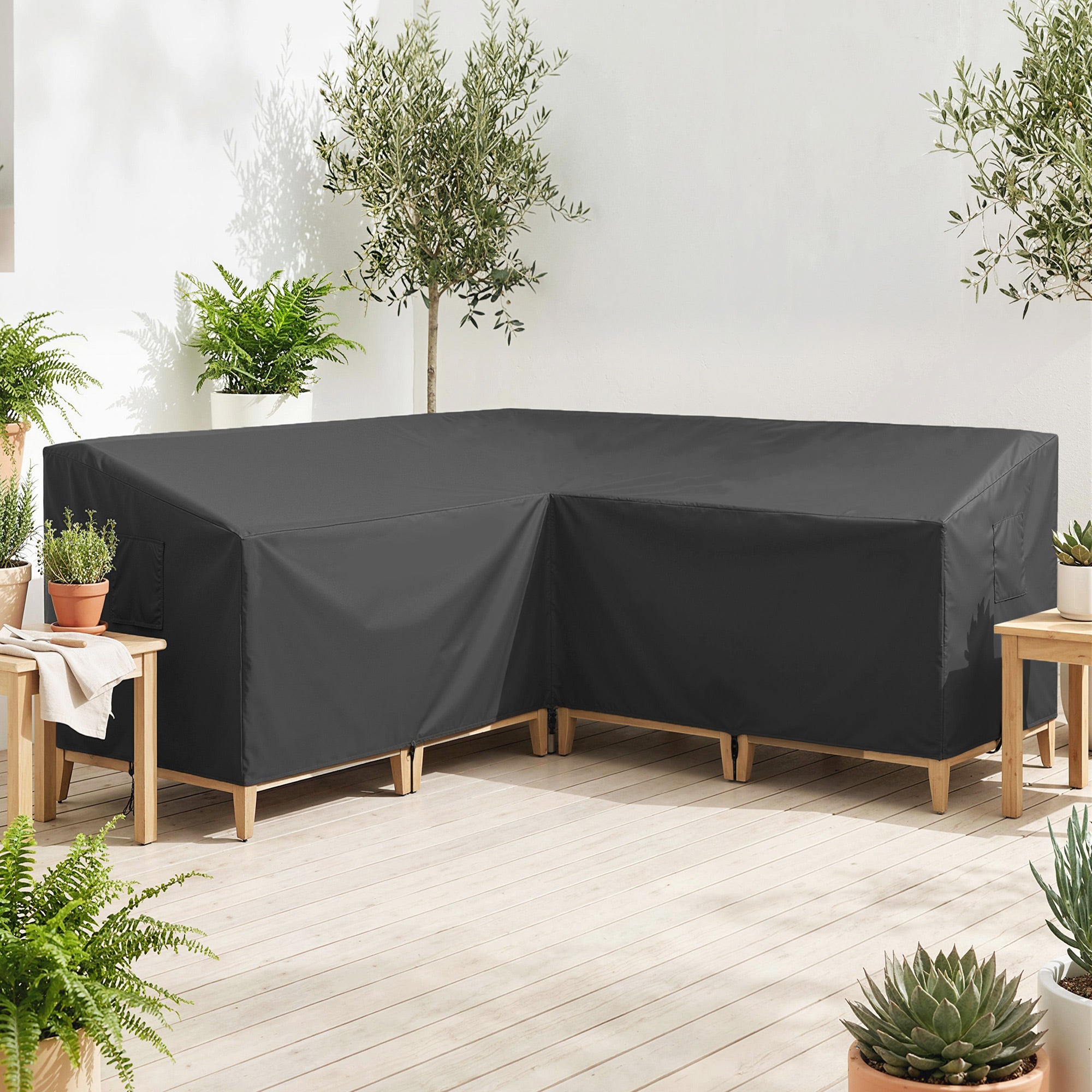 Outsunny V-Shaped Patio Furniture Cover, Waterproof Outdoor V-Shaped Sectional Sofa Cover, Anti-UV with Air Vent, Black 