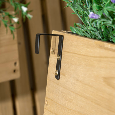 Outsunny Wall-mounted Wooden Garden Planters with Trellis, Drainage Holes and 3 Planter Boxes for Patio, Natural 