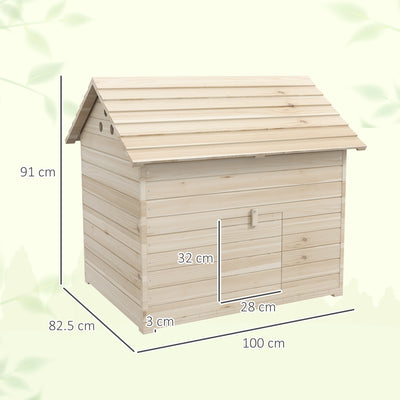 PawHut Wooden Duck House Poultry Coop for 2-4 Ducks with Openable Roof Raised Feet Air Holes Natural 