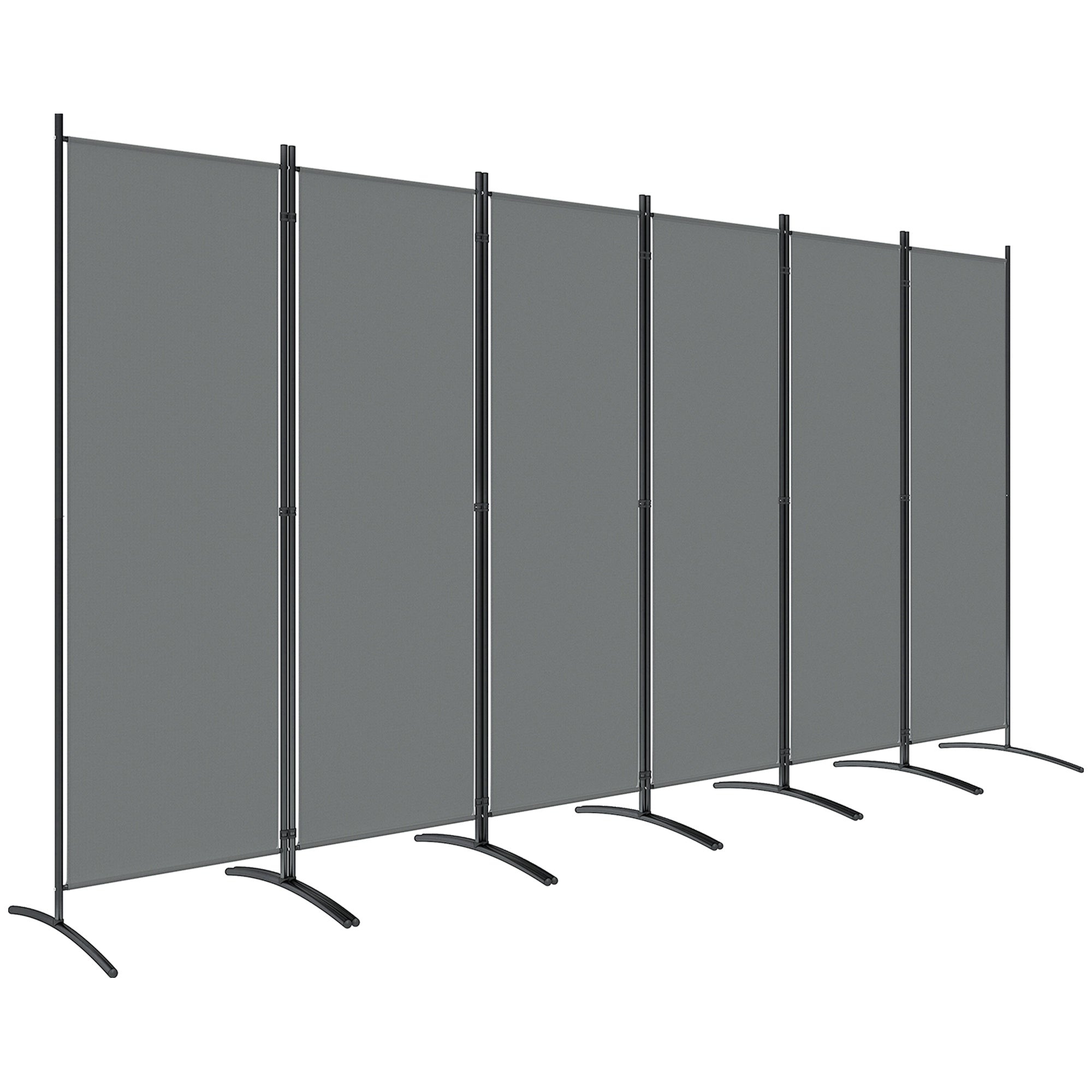 Outsunny 6 Panel Folding Room Divider Foldable Freestanding Garden Privacy Screen, 332 x 172 cm, Dark Grey 