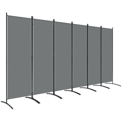 Outsunny 6 Panel Folding Room Divider Foldable Freestanding Garden Privacy Screen, 332 x 172 cm, Dark Grey 