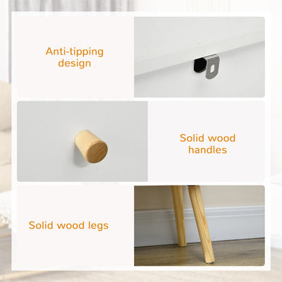 HOMCOM Chest of Drawers, 3-Drawer Storage Organiser Unit with Wood Legs for Bedroom, Living Room, White 