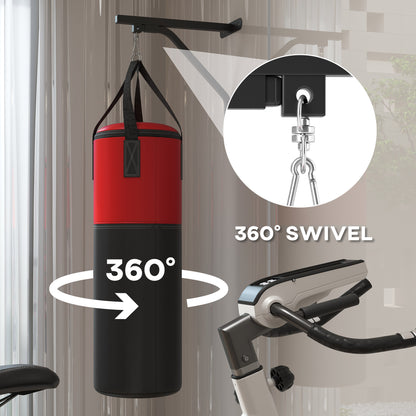 SPORTNOW Unfilled Punching Bag Set with Boxing Bag Bracket, Boxing Gloves, Hand Wraps and 360\'c2\'b0 Swivel Hook