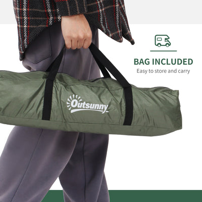 Outsunny 2 Person Camping Tent, Camouflage Tent with Zipped Doors, Storage Pocket, Portable Handy Bag, Dark Green 
