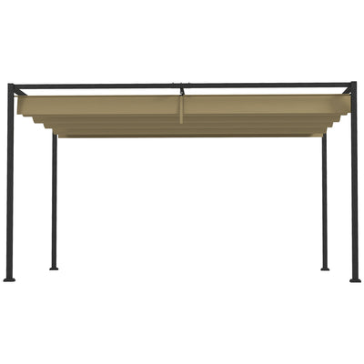 Outsunny 3x2m Metal Pergola with Retractable Roof, Garden Gazebo Canopy Shelter for Outdoor, Patio, Khaki 