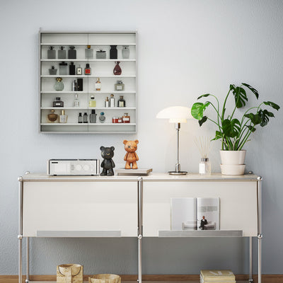 HOMCOM Six Shelf Display Cabinet, with Glass Doors - Graphite Wood Effect 