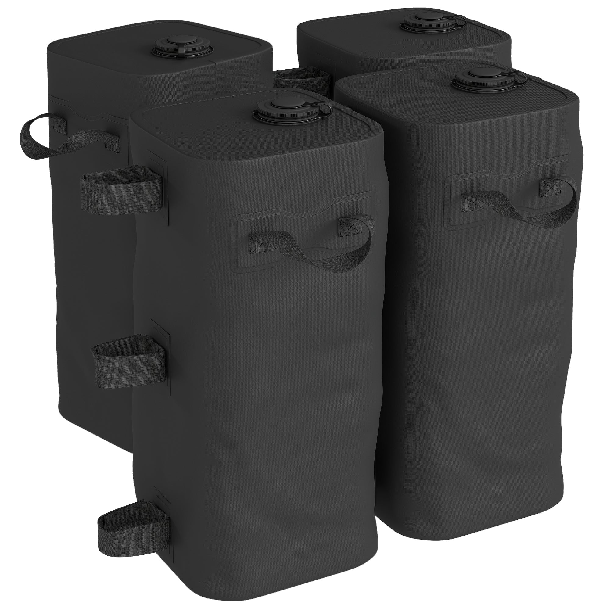 Outsunny Set of 4 Heavy Duty Gazebo Weights Bags, 500D Sand Weights with Carry Handles for Garden Marquee, Parasol, Black 