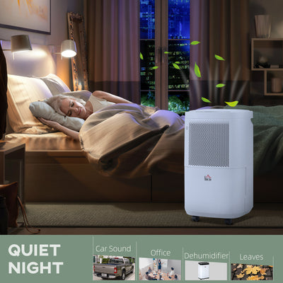 HOMCOM 10L/Day 2200ML Portable Quiet Dehumidifier with WiFi Smart App Control, Electric Moisture Air Dehumidifier for Home Laundry Basement 