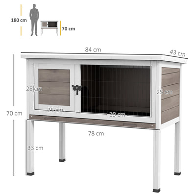 PawHut Wooden Guinea Pig Hutch, Small Animal Cage with Slide-out Tray, Openable Asphalt Roof, 84 x 43 x 70cm, Brown 