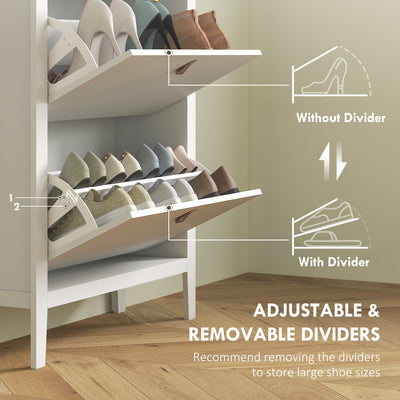 HOMCOM Modern Two-Drawer Shoe Cabinet - White 