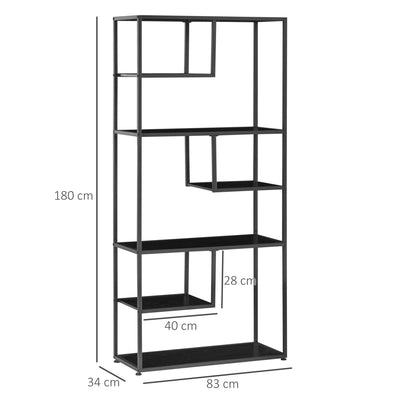 HOMCOM Industrial Accent Display Rack 7 Tier Bookcase, Display Rack for Living Room, Office, Bedroom, Black 