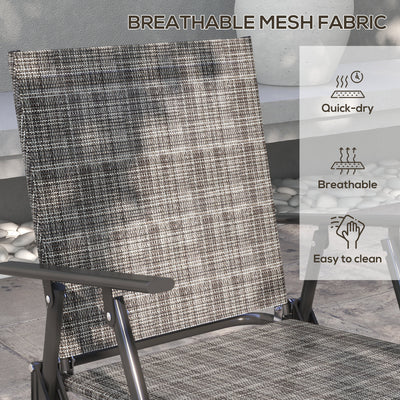 Outsunny Outdoor\'c2\'a04 Pieces Patio Furniture Set with Breathable Mesh Fabric\'c2\'a0Seat & Backrest,\'c2\'a0Garden Set with Two Foldable Armchairs, a Loveseat &\'c2\'a0Glass\'c2\'a0Top\'c2\'a0Table, Mixed Grey 