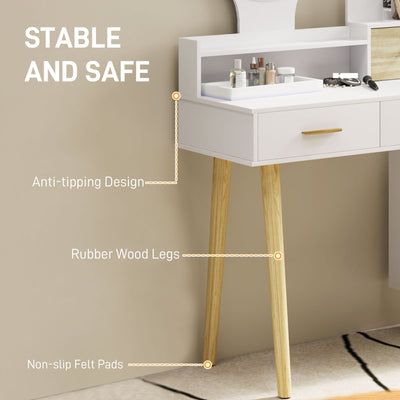 HOMCOM Elegant Dressing Table, with Storage - White 