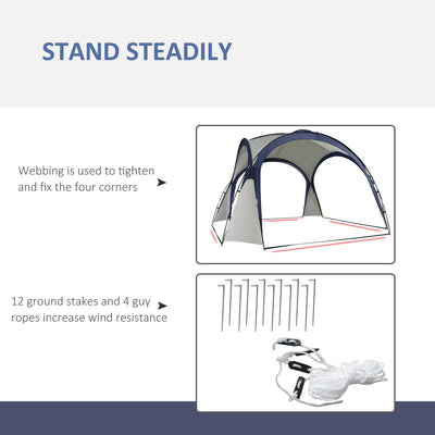 Outsunny Gazebo Party Tent, 3.5x3.5m-Cream/Blue 