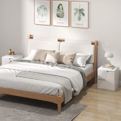 HOMCOM High Gloss Bedside Table Set of 2 - White 