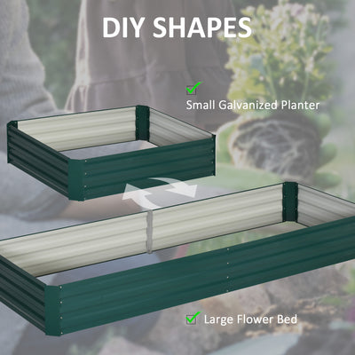 Outsunny Metal Raised Garden Bed Planter Box Outdoor Planters for Growing Flowers, Herbs, Green, 241x90.5x30cm 