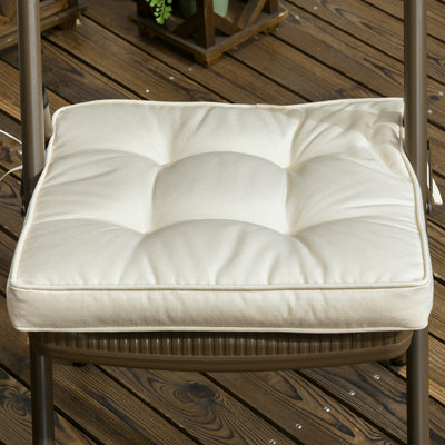 Outsunny Set of 4 Garden Seat Cushion with Ties, 42 x 42cm Replacement Dining Chair Seat Pad, Cream White 