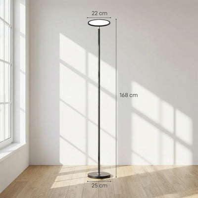 HOMCOM Uplighter Floor Lamp with Tuya App and Music Sync, Standing Lamp with Adjustable Head for Living Room Bedroom, Black 