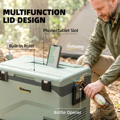Outsunny 42.5L Compressor Car Fridge Freezer, Camping Refrigerator with App Control, 20℃-20℃ 