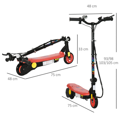 HOMCOM Foldable Electric Scooter, with LED Headlight, for Ages 7-14 Years - Red 