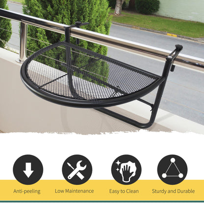 Outsunny Semi-Circular Attachable Balcony Hanging Coffee Table Adjustable Side Metal Table 