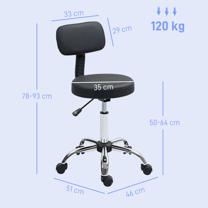 HOMCOM 360\'c2\'b0 Swivel Seat Salon Stool - Black