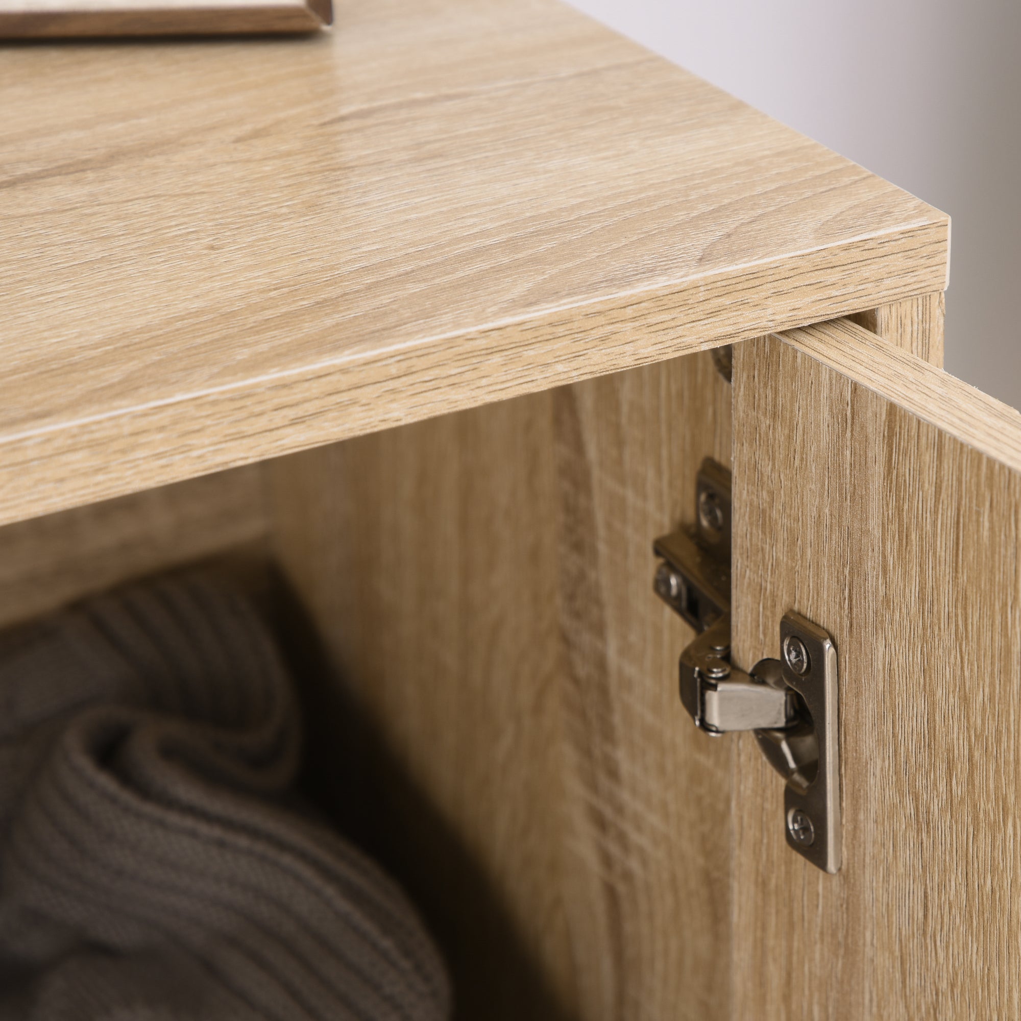 HOMCOM MDF 2-Tier Storage Cabinet Steel Frame Handles Tabletop Unique Home Style Organiser, 80H x 80L x 29.5Wcm-Oak 