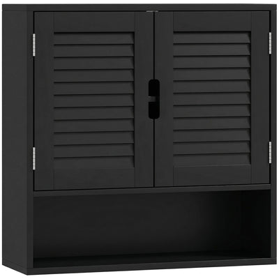 HOMCOM Bathroom Cabinet, Wall Mounted Storage Cabinet with Adjustable Shelves, 60 x 20 x 60 cm, Black 