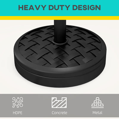 Outsunny 18kg Concrete Umbrella Parasol Base with Rattan Effect 45cm Dia Heavy Duty Parasol Stand for Outdoor Patio Umbrella 